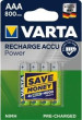 Varta Rechargeable AAA R03 800mAh Akumulators