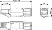 Hartinga RJ45 spraudsavienotājs IP20 CAT5e VS-08-RJ45-5-Q/IP20