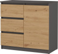 Topeshop kumode. 1D3S. 80x40x75 cm. antracīts
