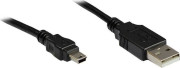 Alcasa USB-A — miniUSB kabelis melns