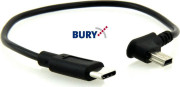 Bury USB-C miniUSB USB kabelis. melns
