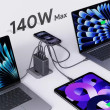 Aukey PA-C6 140W lādētājs Pelēks [Szara]