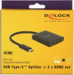 Delock video sadalītājs USB-C —> 2x