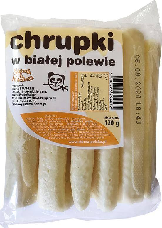 Stema kukurūzas čipsi pārklāti ar balto šokolādi 120 g [Chrupki ...